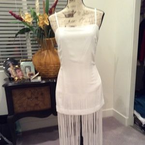 BCBG White Fringe Summer Stunner Dress